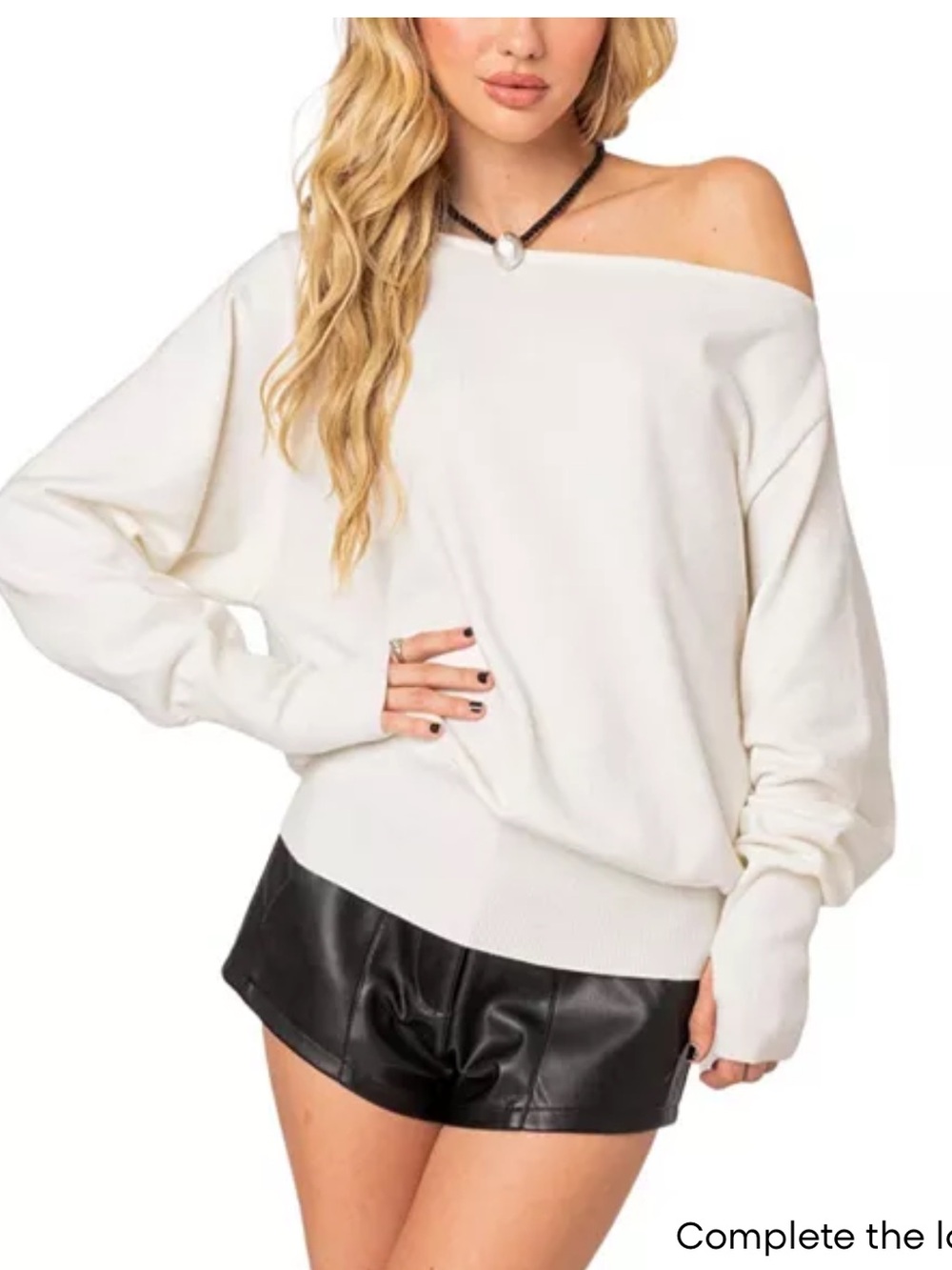 Edikted Off-Shoulder Oversized Sweater in Cream